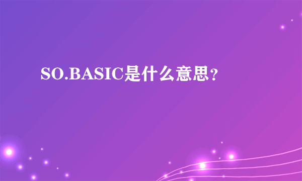 SO.BASIC是什么意思？