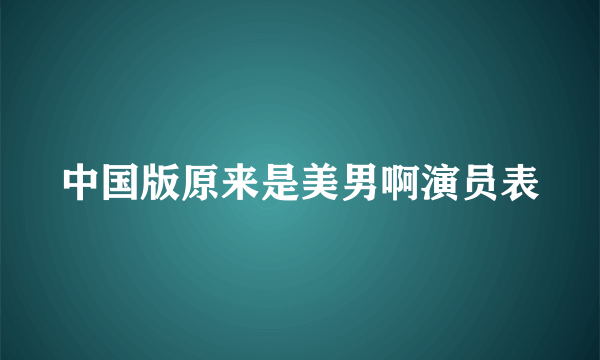 中国版原来是美男啊演员表