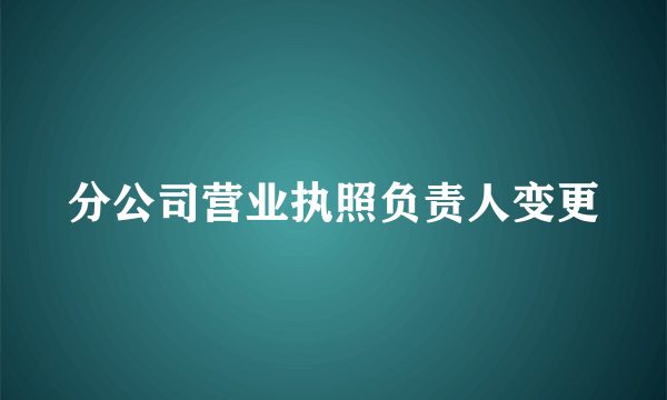 分公司营业执照负责人变更