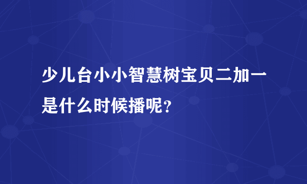 少儿台小小智慧树宝贝二加一是什么时候播呢？