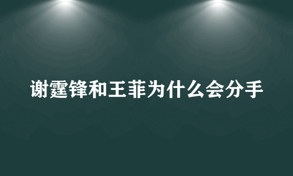 谢霆锋和王菲为什么会分手