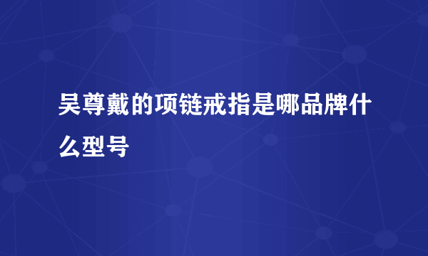 吴尊戴的项链戒指是哪品牌什么型号