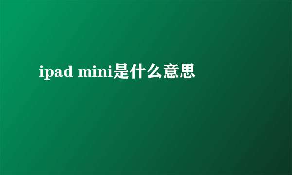 ipad mini是什么意思