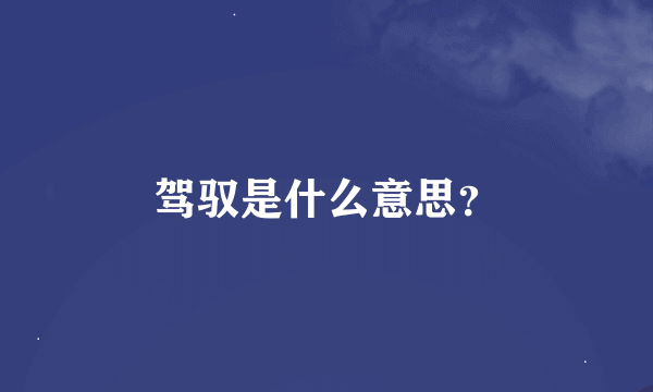 驾驭是什么意思？