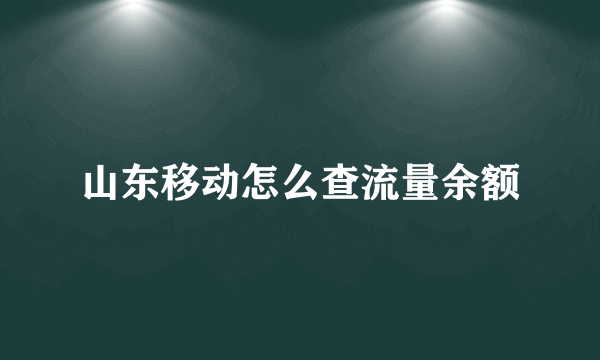 山东移动怎么查流量余额