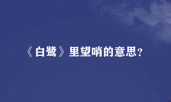 《白鹭》里望哨的意思？