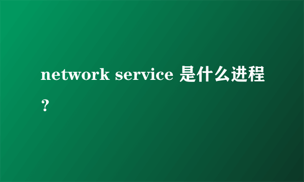 network service 是什么进程？