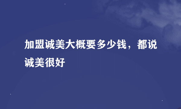 加盟诚美大概要多少钱，都说诚美很好