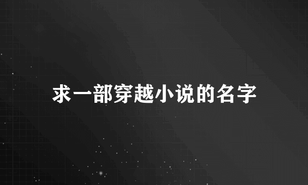 求一部穿越小说的名字