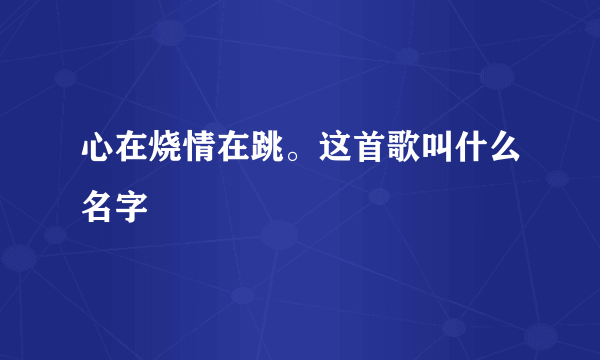 心在烧情在跳。这首歌叫什么名字