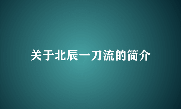 关于北辰一刀流的简介