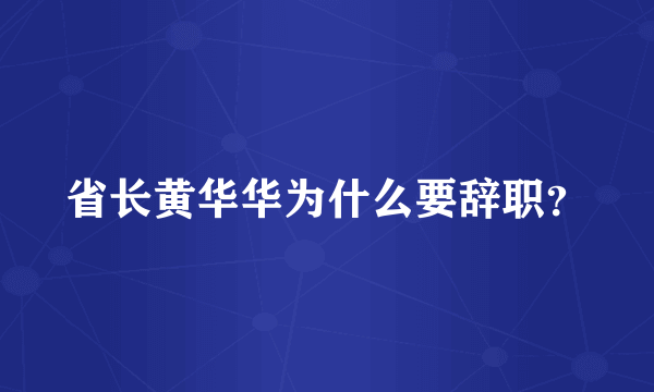 省长黄华华为什么要辞职？