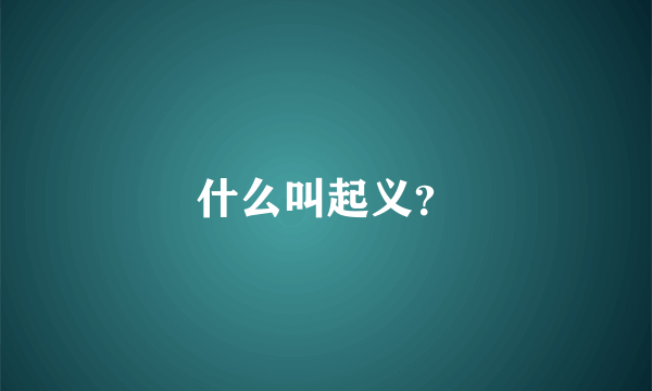 什么叫起义？