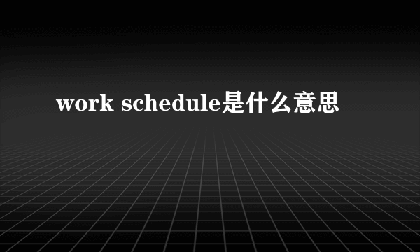 work schedule是什么意思