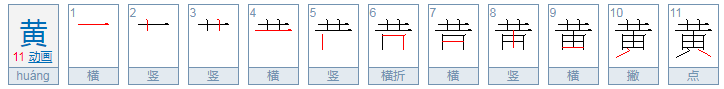 huang的字有哪些？