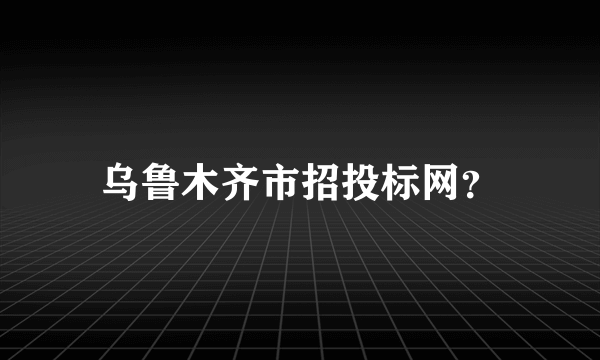 乌鲁木齐市招投标网？