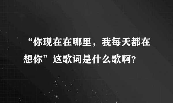 “你现在在哪里，我每天都在想你”这歌词是什么歌啊？