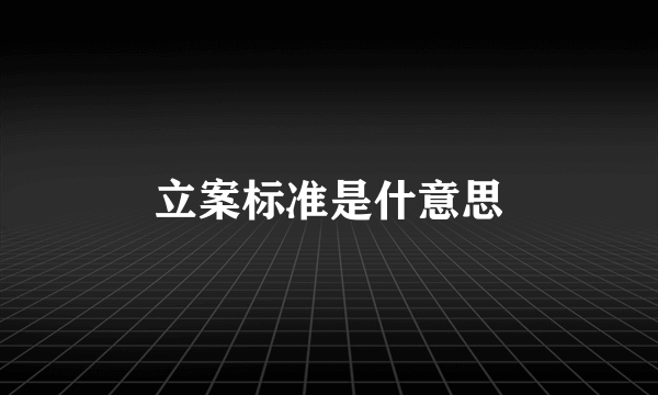 立案标准是什意思