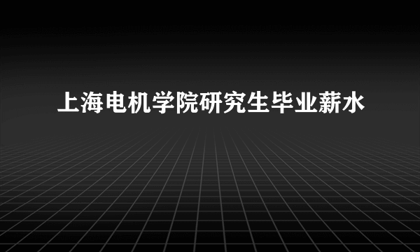 上海电机学院研究生毕业薪水