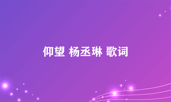 仰望 杨丞琳 歌词