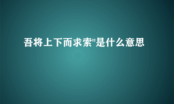 吾将上下而求索