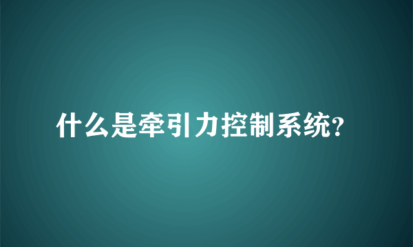 什么是牵引力控制系统？