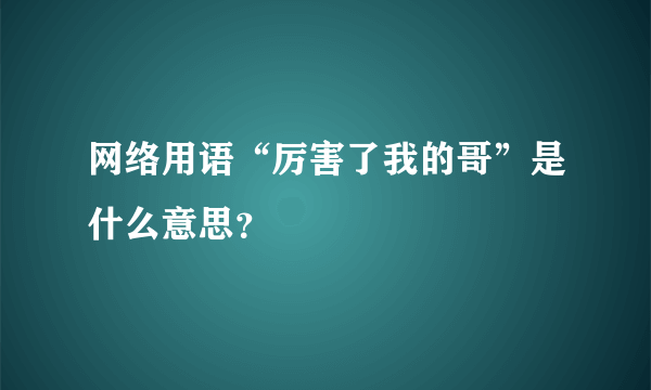 网络用语“厉害了我的哥”是什么意思？