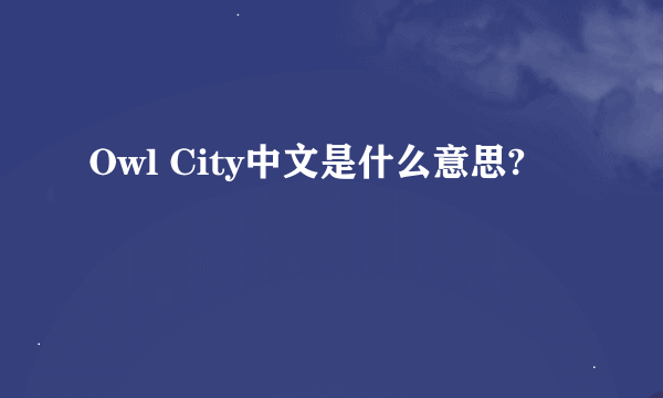 Owl City中文是什么意思?