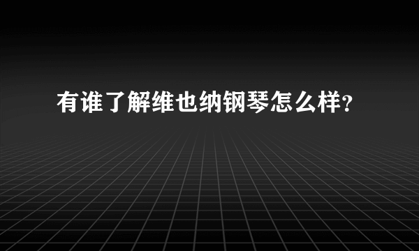 有谁了解维也纳钢琴怎么样？