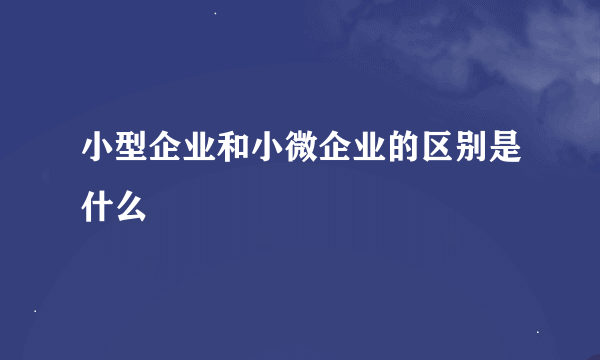 小型企业和小微企业的区别是什么