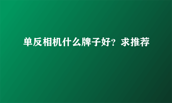 单反相机什么牌子好？求推荐