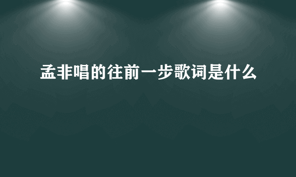 孟非唱的往前一步歌词是什么