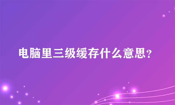 电脑里三级缓存什么意思？