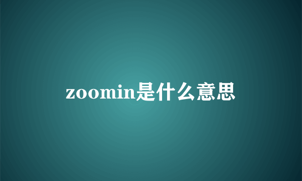 zoomin是什么意思