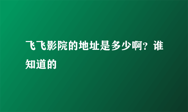 飞飞影院的地址是多少啊？谁知道的