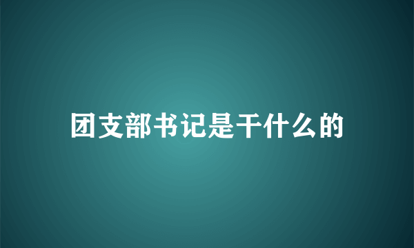 团支部书记是干什么的