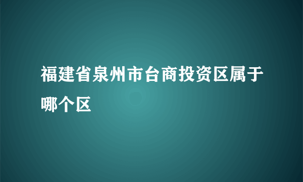 福建省泉州市台商投资区属于哪个区