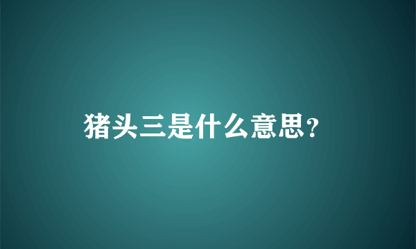 猪头三是什么意思？