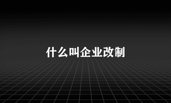 什么叫企业改制