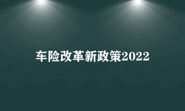 车险改革新政策2022