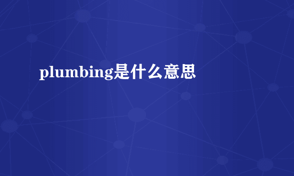 plumbing是什么意思