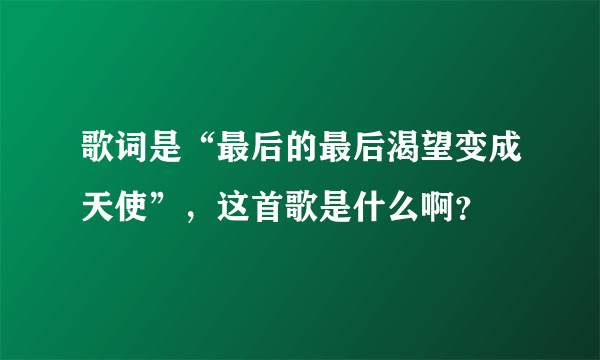 歌词是“最后的最后渴望变成天使”，这首歌是什么啊？