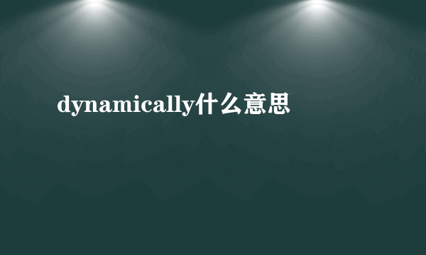 dynamically什么意思