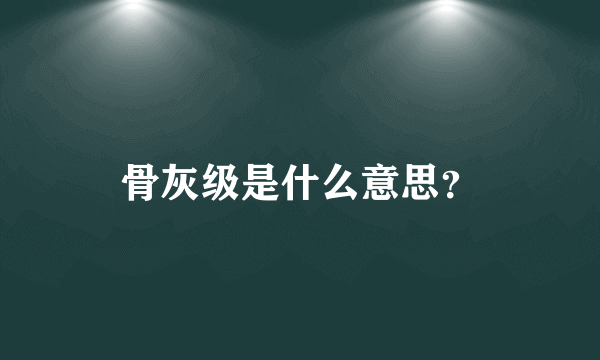 骨灰级是什么意思？