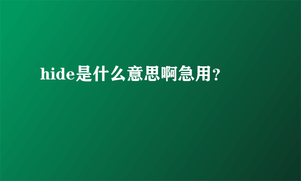 hide是什么意思啊急用？