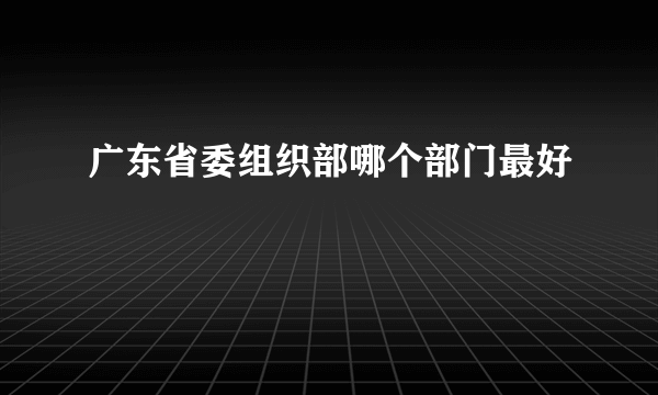 广东省委组织部哪个部门最好