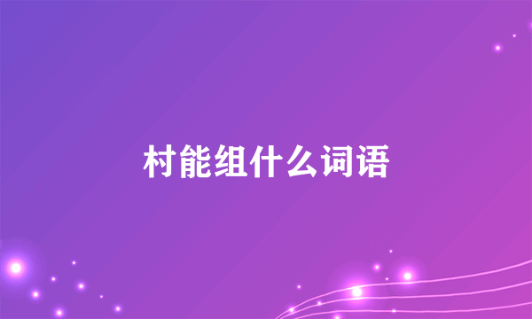 村能组什么词语