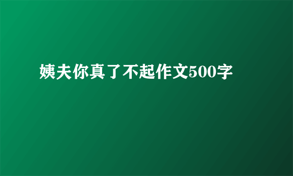 姨夫你真了不起作文500字