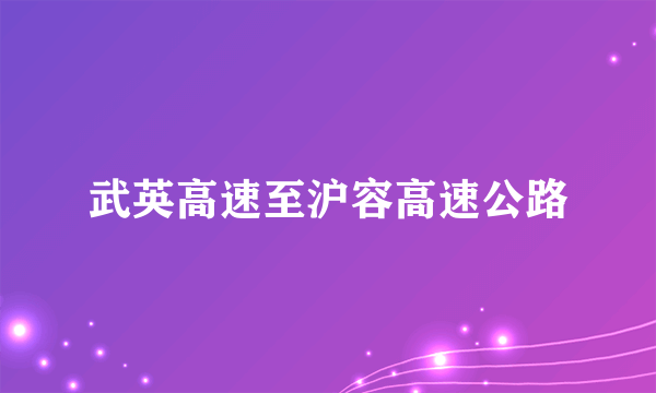 武英高速至沪容高速公路