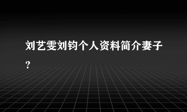 刘艺雯刘钧个人资料简介妻子？